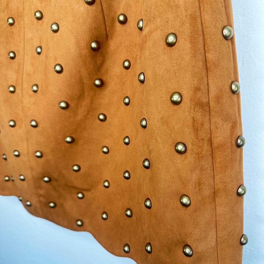 NWT Anthropologie Mare Mare Faux Suede Rivet Trim Studded Mini Skirt Small - Picture 10 of 13